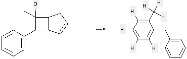 The Benzene, 1-methyl-2-(phenylmethyl)- can be obtained by 6-Methyl-7-phenyl-bicyclo[3.2.0]hept-2-en-6-ol.